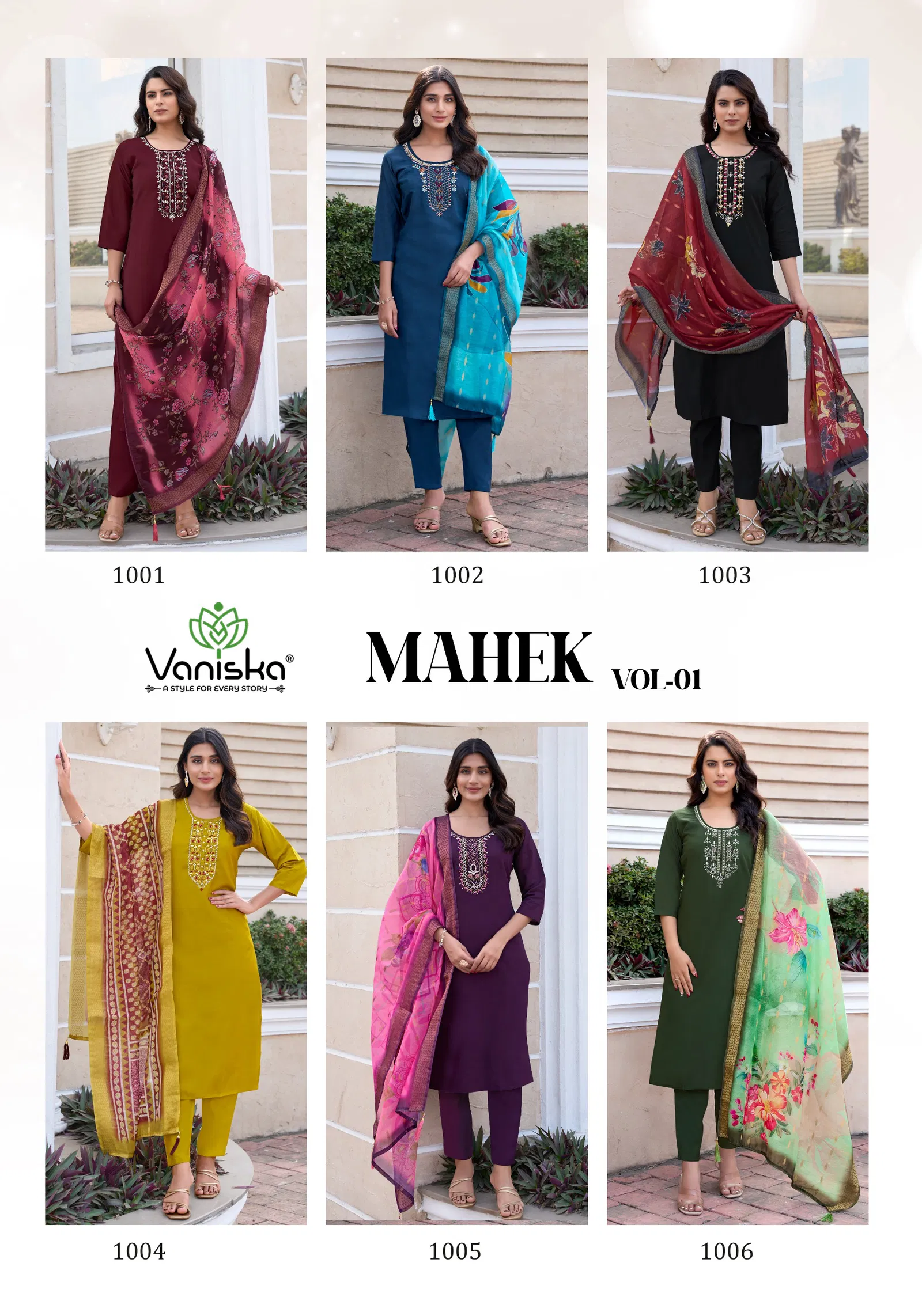 Mahek Vol 1 By Vaniska Roman Silk Kurti With Bottom Dupatta Suppliers In India
